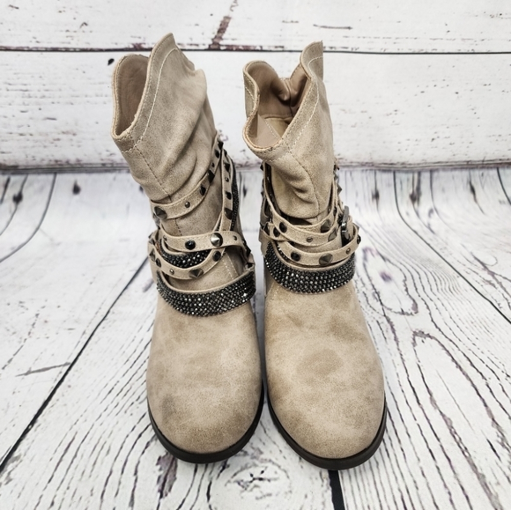 Dominique Nicole Charleston Slouch Strappy Studded Booties - Picture 2 of 12
